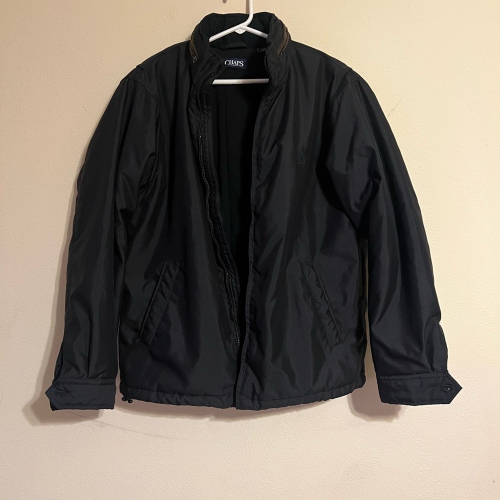Chaps Black Windbreaker Jacket Casual Style
